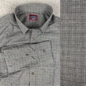 UNTUCKit Long Sleeve Button Down Shirt Men’s Large Gray Black Glen Plaid Cotton